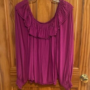 Knox Rose Women's Ruffled Magenta Blouse